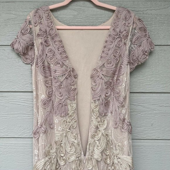 JS Collections Pink Mauve Soutache Round Neck Midi V-Back Dress Women’s 10 - Picture 9 of 10